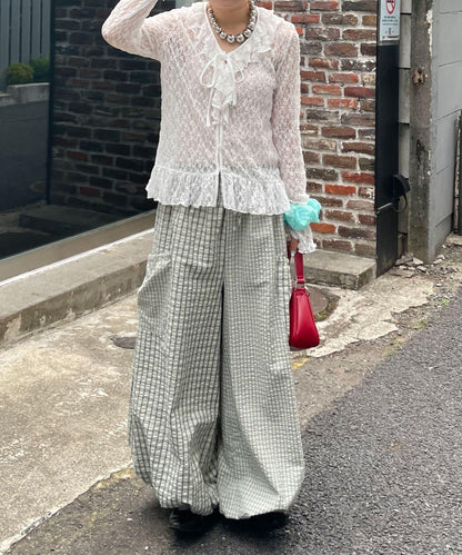 ラッフル付け襟SETレースブラウス