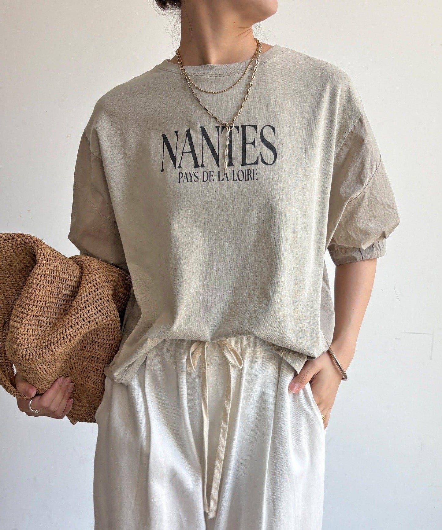 【WEB限定】異素材切替ワイドロゴTEE
