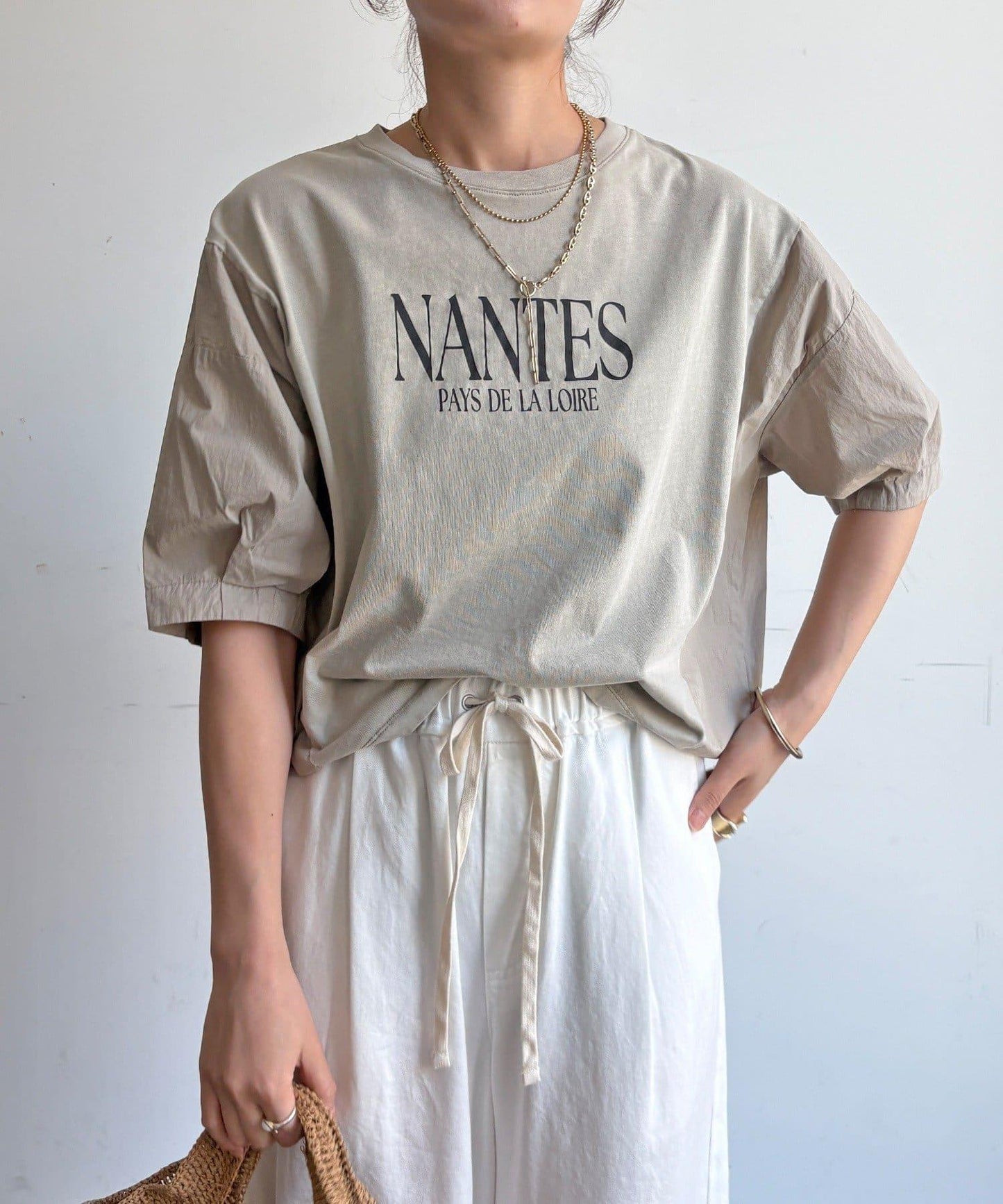 【WEB限定】異素材切替ワイドロゴTEE