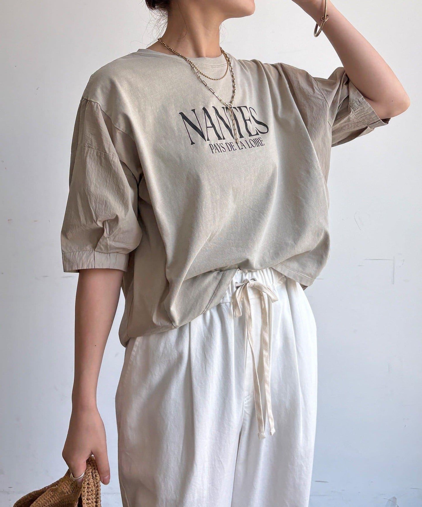 【WEB限定】異素材切替ワイドロゴTEE