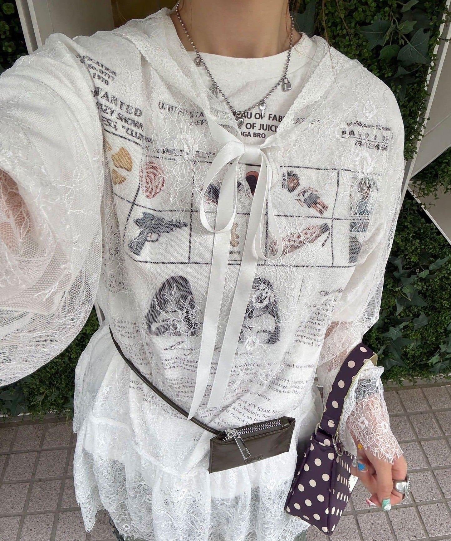 蕾絲連帽罩衫