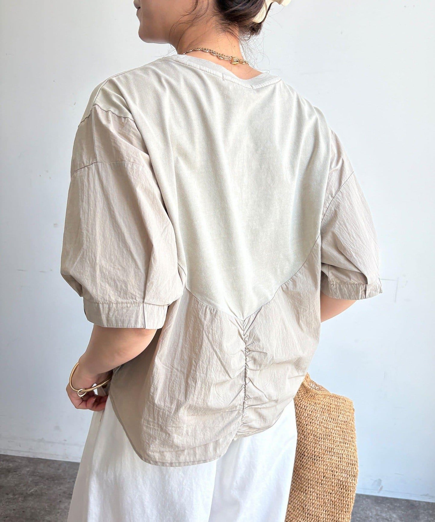 【WEB限定】異素材切替ワイドロゴTEE