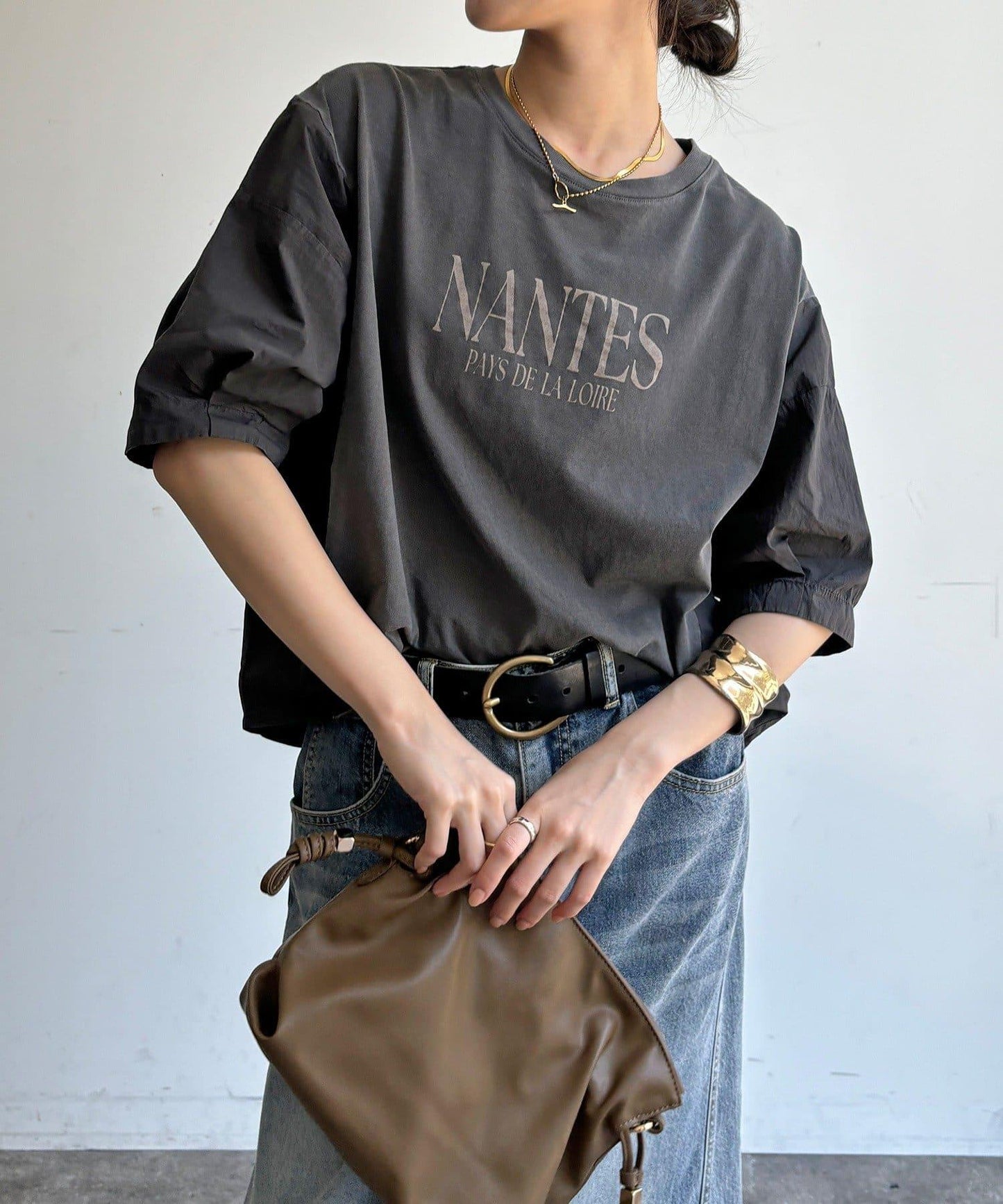【WEB限定】異素材切替ワイドロゴTEE