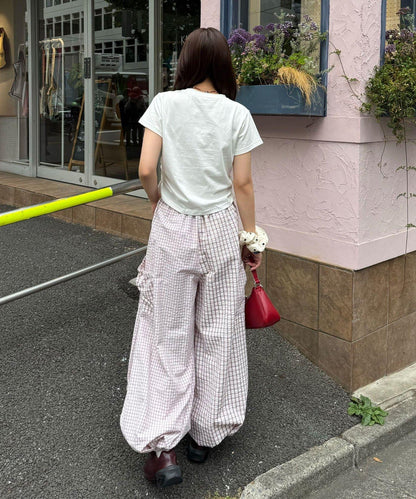 チェックバルーンイージーパンツ