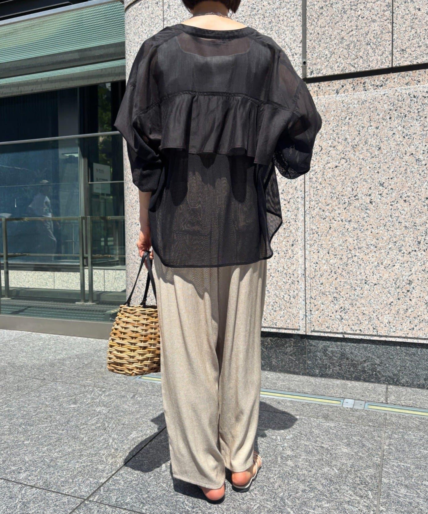 リネンタッチワイドパンツ