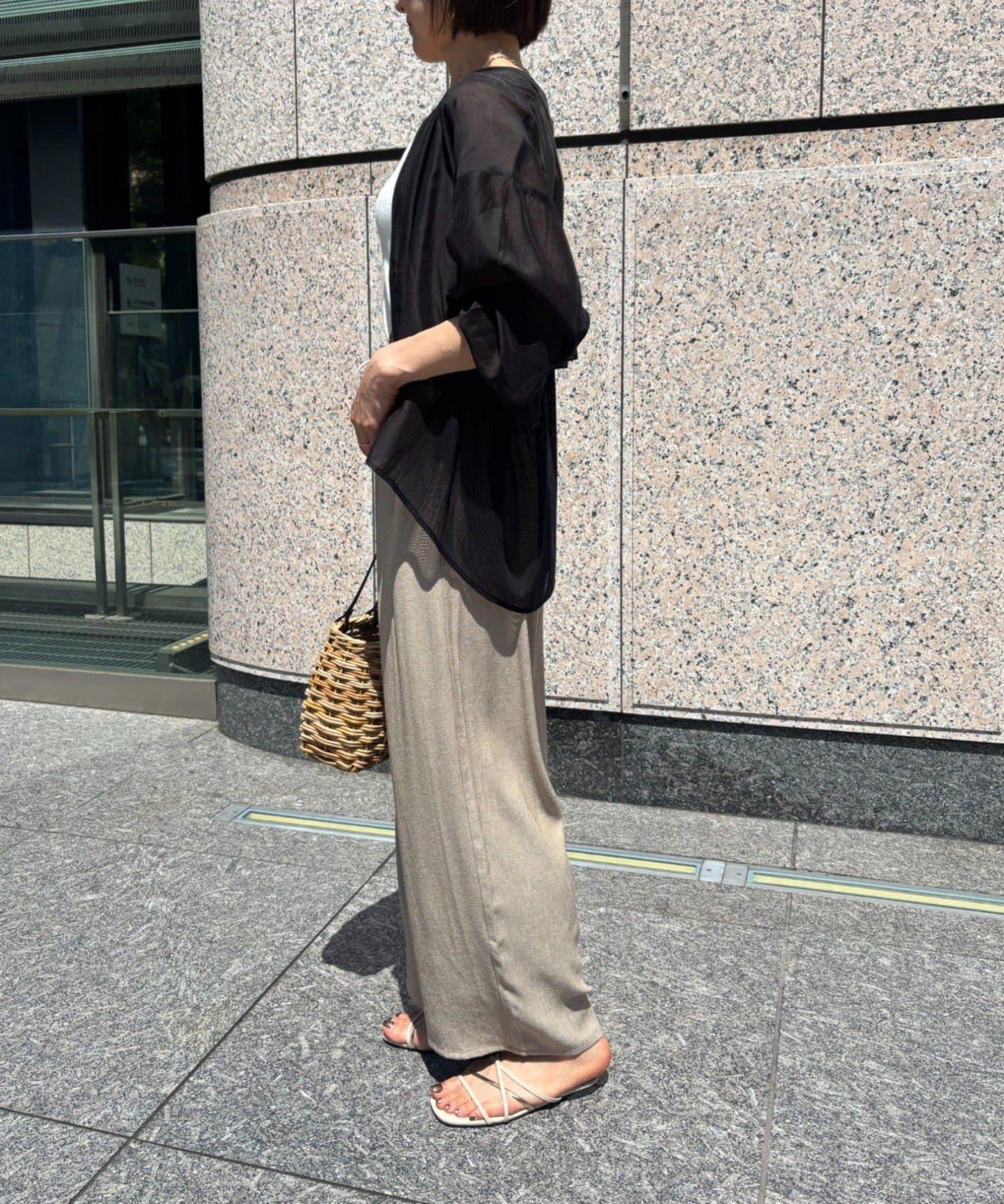リネンタッチワイドパンツ