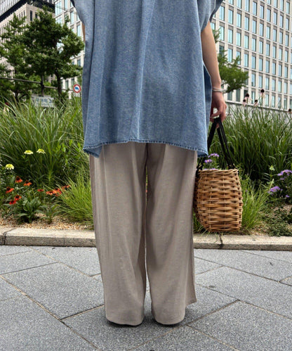 リネンタッチワイドパンツ