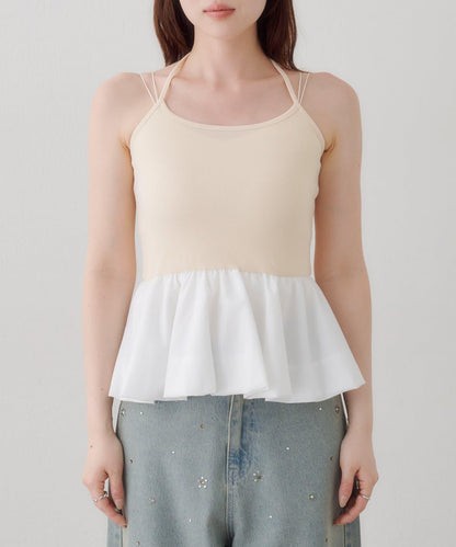 掛脖氣球袖針織開衫套裝