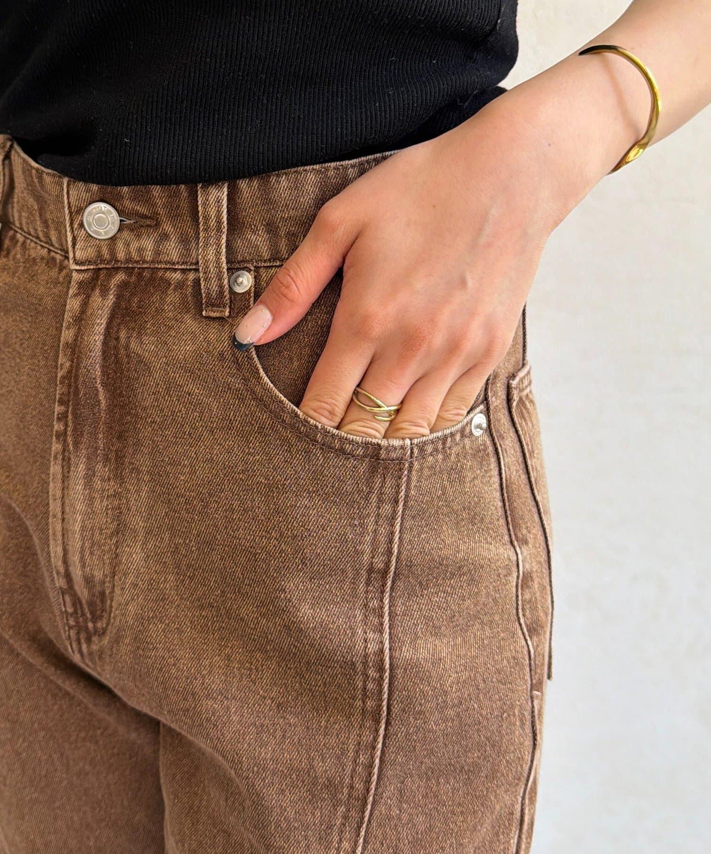 彩色牛仔喇叭褲
