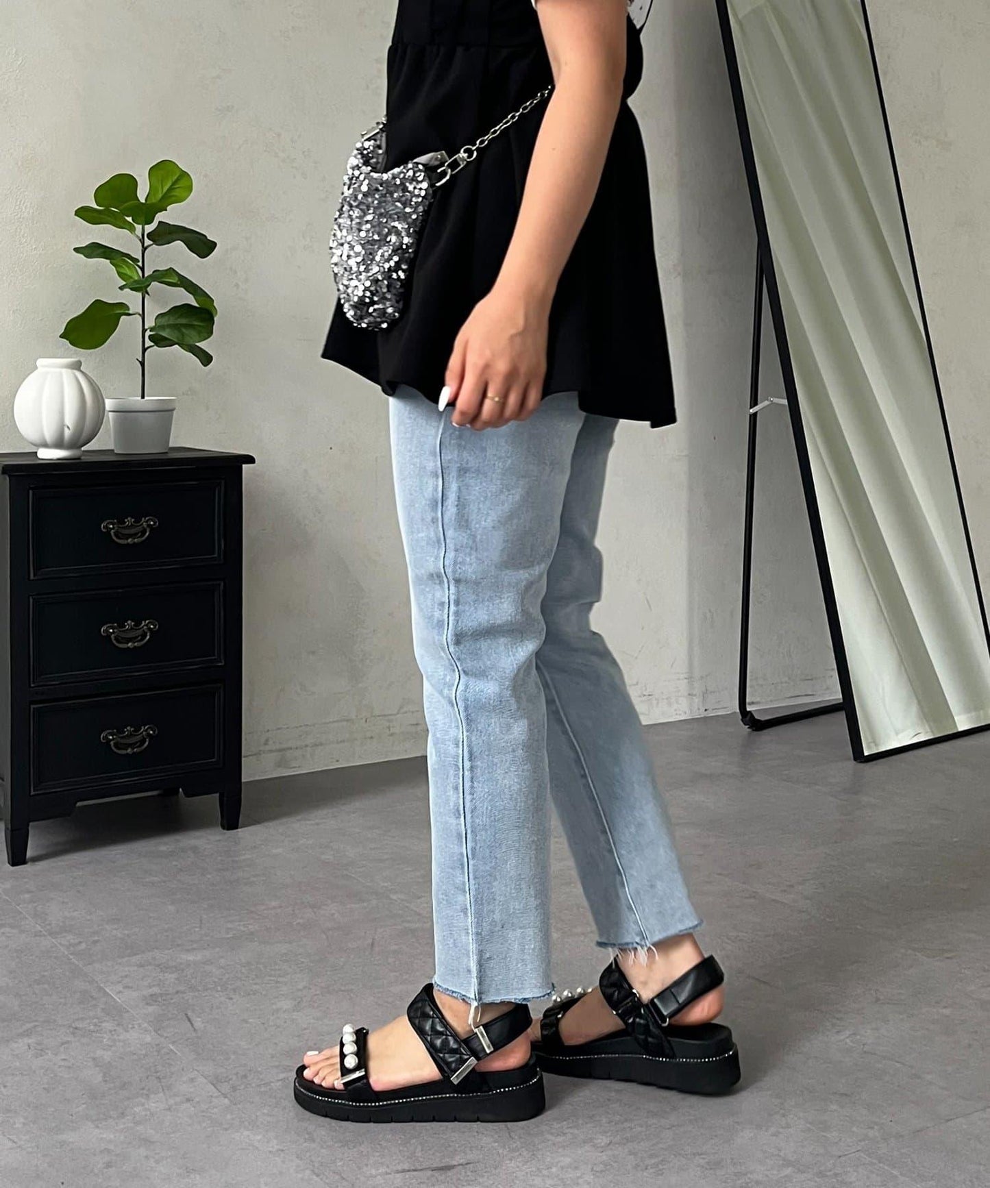 MOMO 錐形牛仔褲