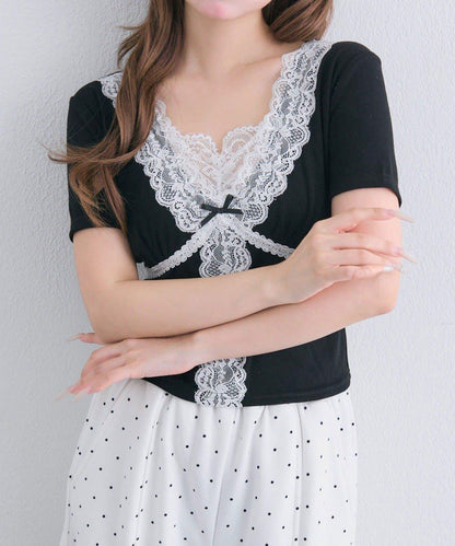 【OLIVE des OLIVE】レース半袖トップス