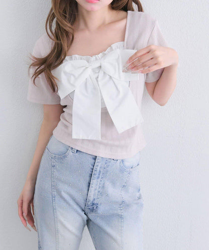 【OLIVE des OLIVE】リボン映え半袖トップス