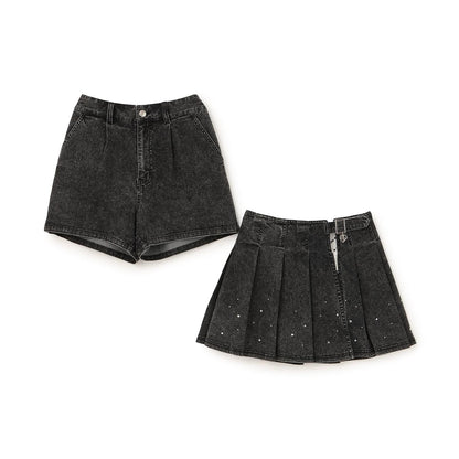 【接触冷感】キラキララッププリーツショートパンツ(2WAY)