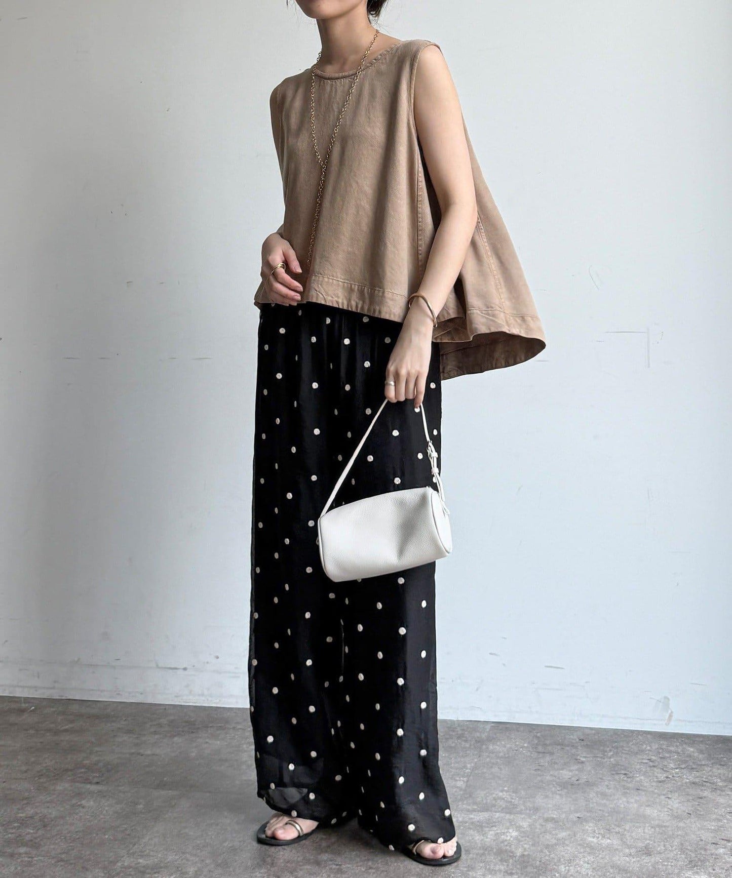 圓點刺繡長褲