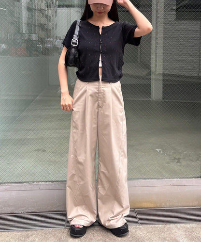 羅紋鉚釘短袖開衫