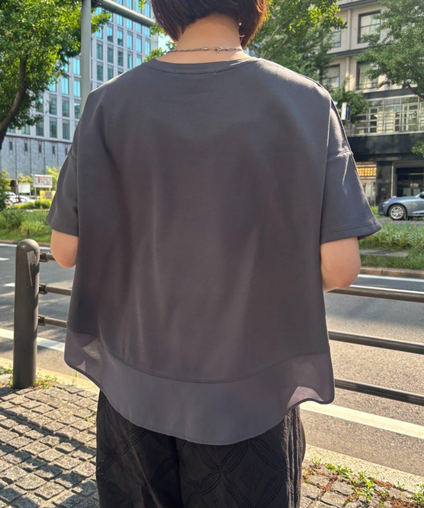 圓領拼接T恤
