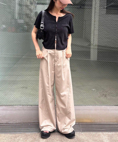 羅紋鉚釘短袖開衫
