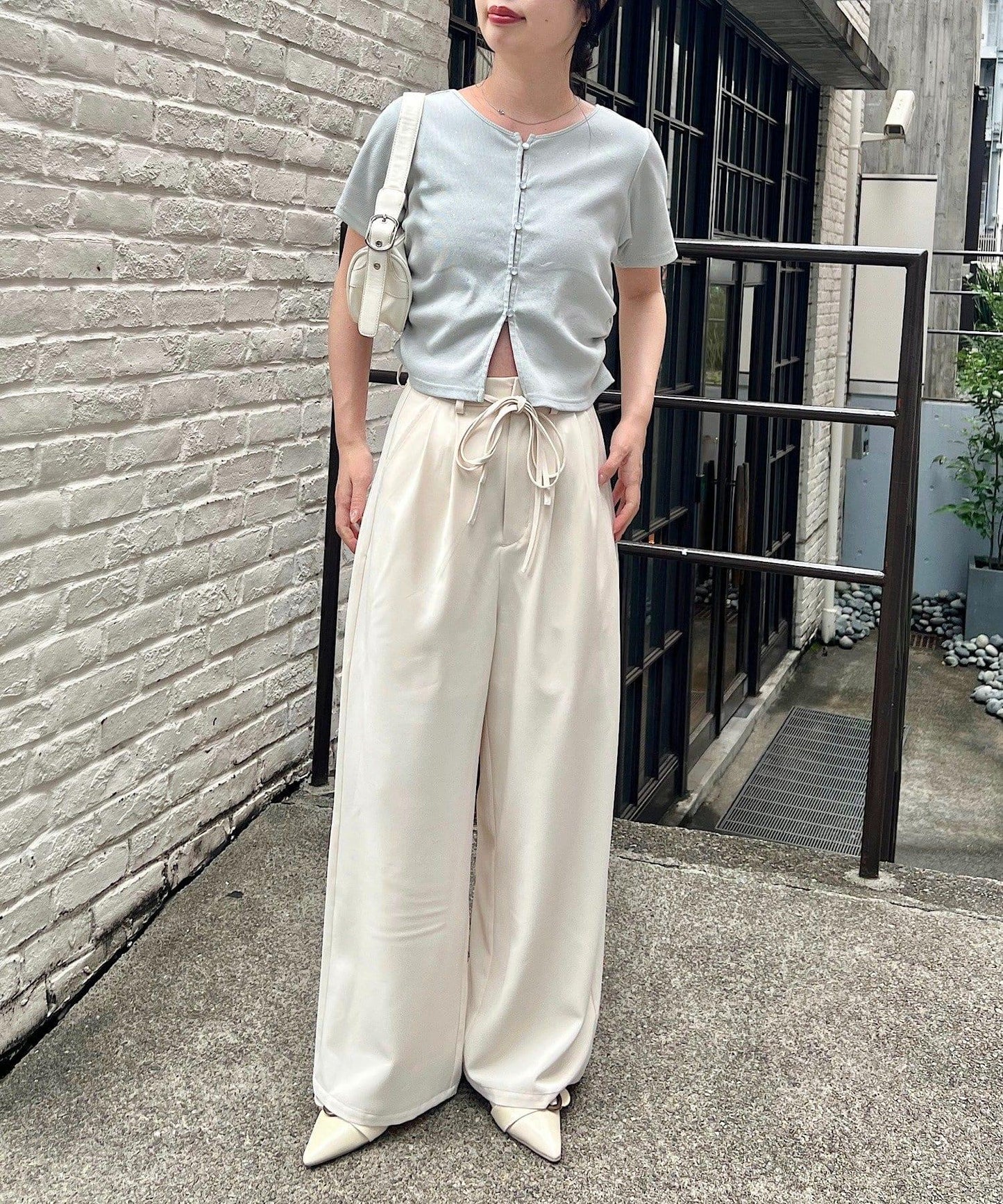 羅紋鉚釘短袖開衫