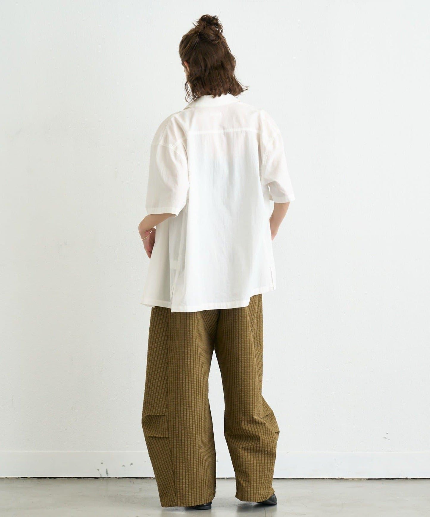【UNISEX】格紋曲線西褲