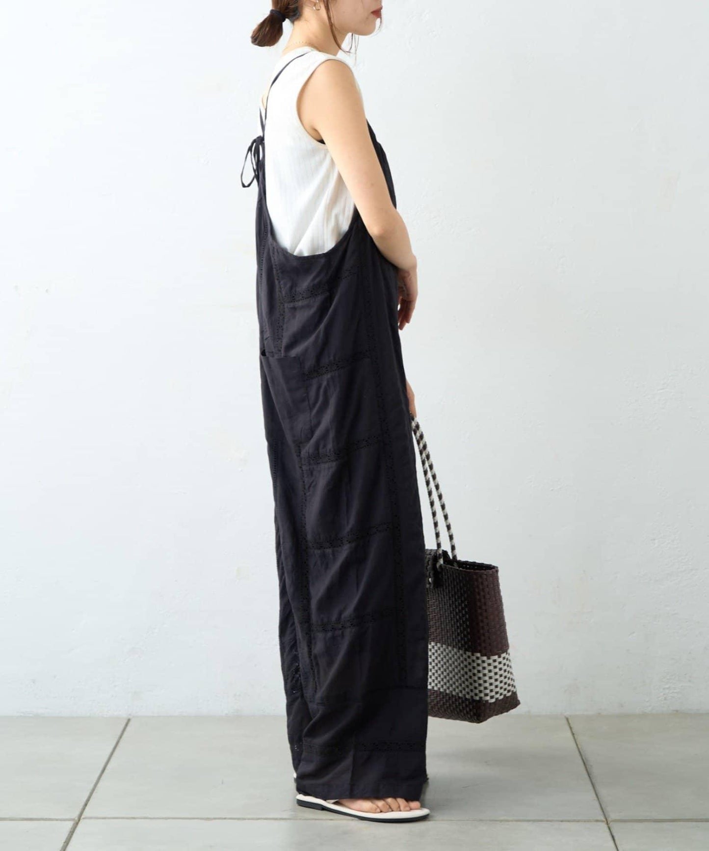 willow 壽司領拼接梯形蕾絲連體褲