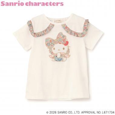 【ハローキティ/マイメロディ】リバティアップリケフリルTシャツ