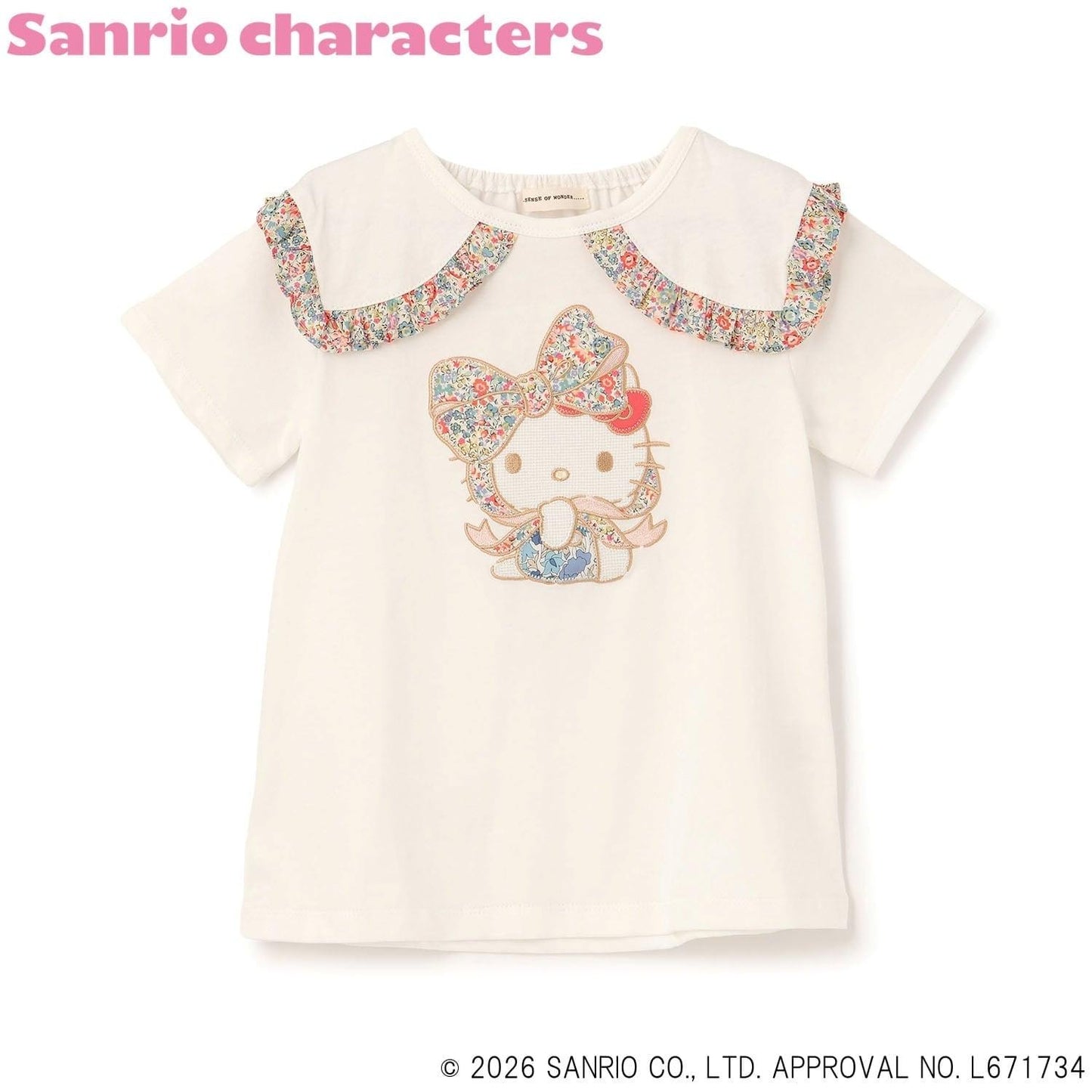 【ハローキティ/マイメロディ】リバティアップリケフリルTシャツ