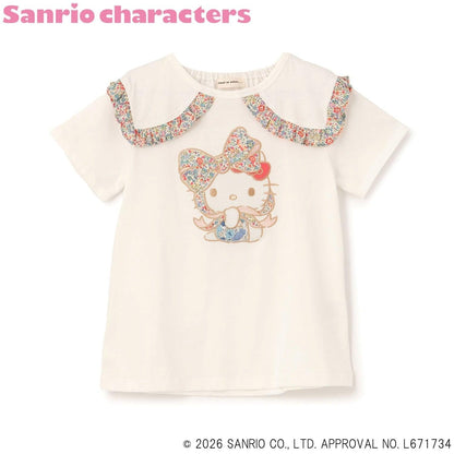 【ハローキティ/マイメロディ】リバティアップリケフリルTシャツ