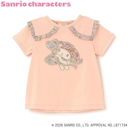 【ハローキティ/マイメロディ】リバティアップリケフリルTシャツ