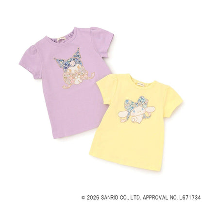 【シナモロール/クロミ】リバティアップリケAラインTシャツ