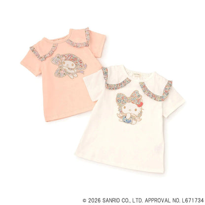 【ハローキティ/マイメロディ】リバティアップリケフリルTシャツ