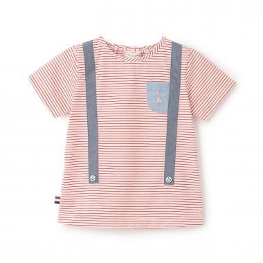 ボーダーサスペンダー半袖Tシャツ【日本製】