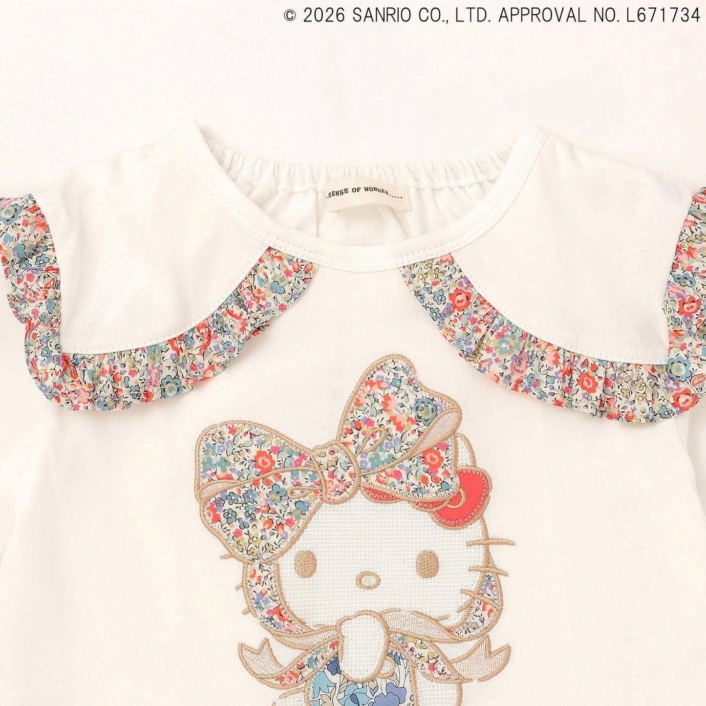 【ハローキティ/マイメロディ】リバティアップリケフリルTシャツ