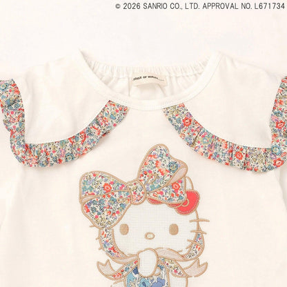 【ハローキティ/マイメロディ】リバティアップリケフリルTシャツ