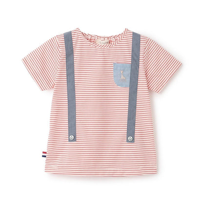 ボーダーサスペンダー半袖Tシャツ【日本製】