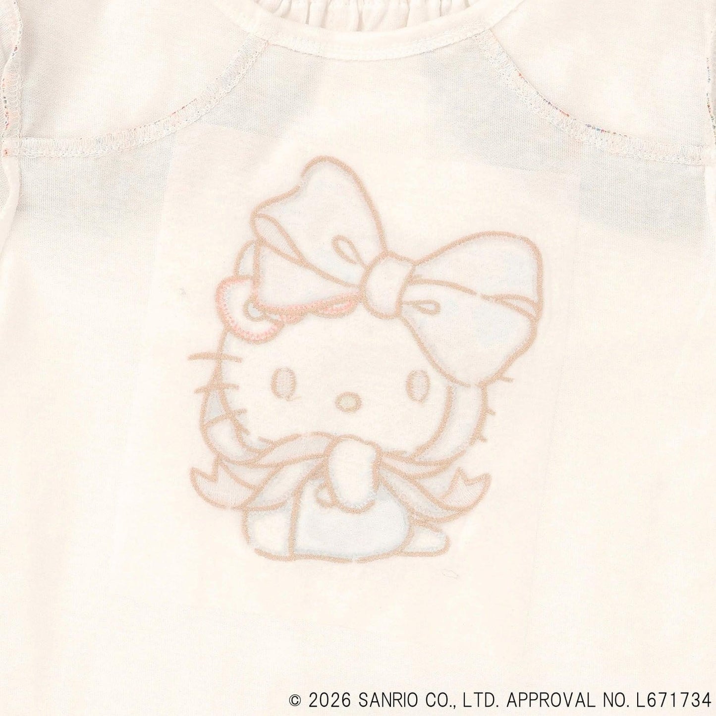 【ハローキティ/マイメロディ】リバティアップリケフリルTシャツ