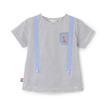 ボーダーサスペンダー半袖Tシャツ【日本製】