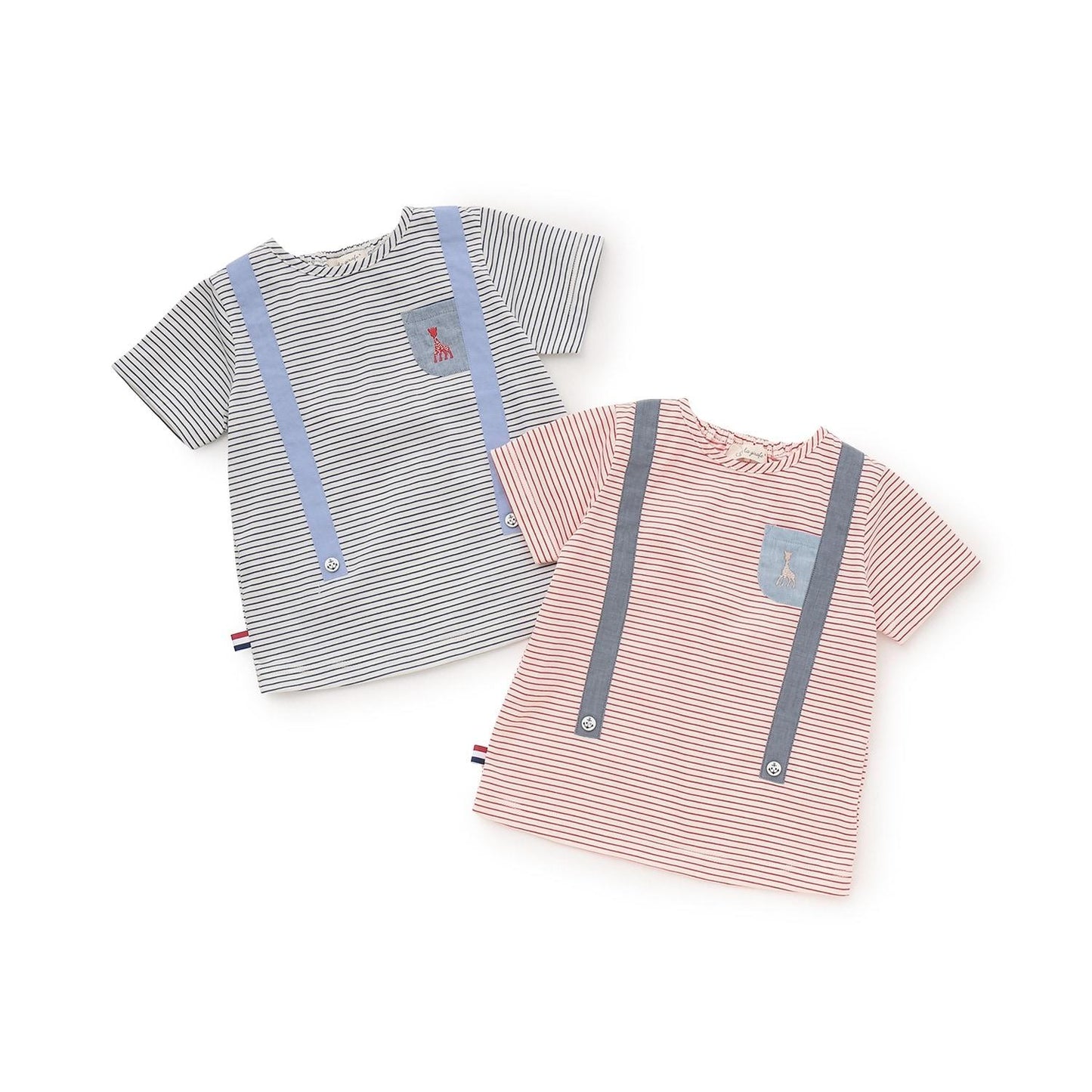 ボーダーサスペンダー半袖Tシャツ【日本製】