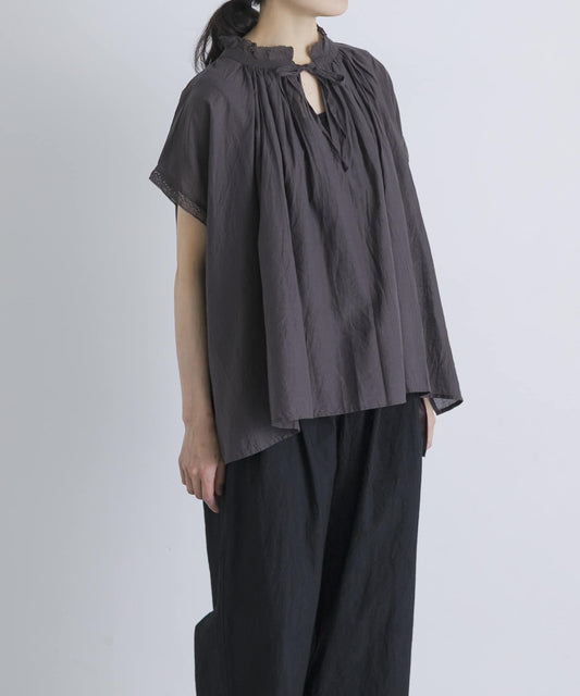SOIL COTTON VOILE GATHERED SHIRTS