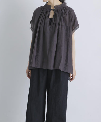 SOIL COTTON VOILE GATHERED SHIRTS