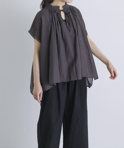 SOIL COTTON VOILE GATHERED SHIRTS