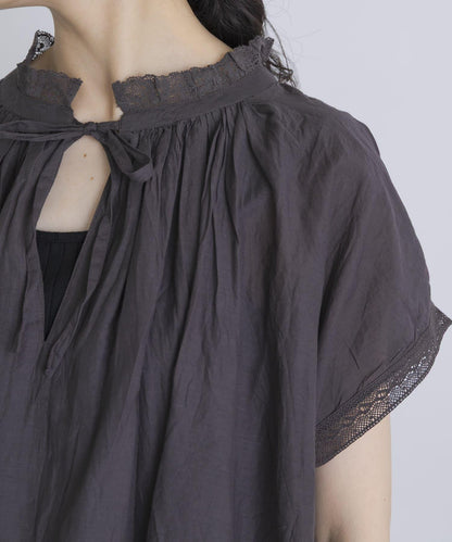 SOIL COTTON VOILE GATHERED SHIRTS