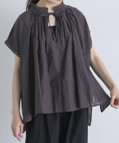 SOIL COTTON VOILE GATHERED SHIRTS