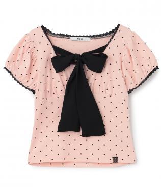フロントリボンドット半袖Tシャツ