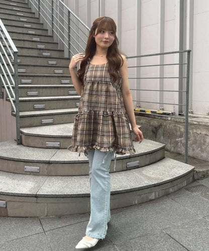 OUTLET限定/ANOTHER BRA 吊帶分層下襬連衣裙