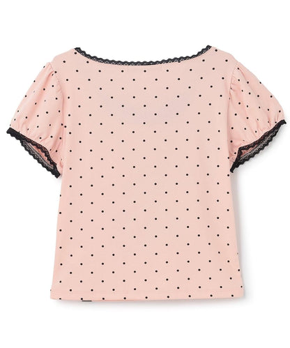 フロントリボンドット半袖Tシャツ