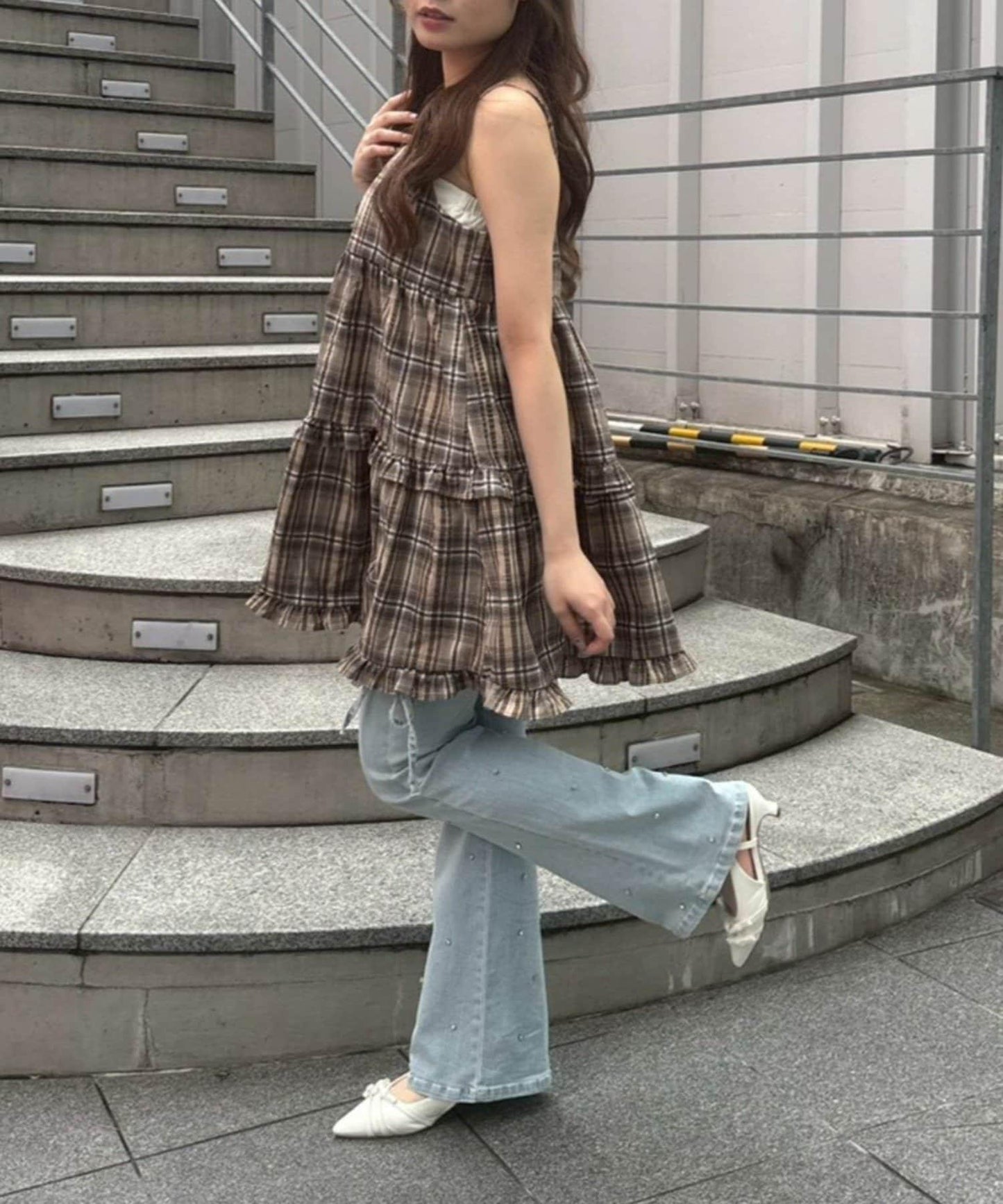 OUTLET限定/ANOTHER BRA 吊帶分層下襬連衣裙