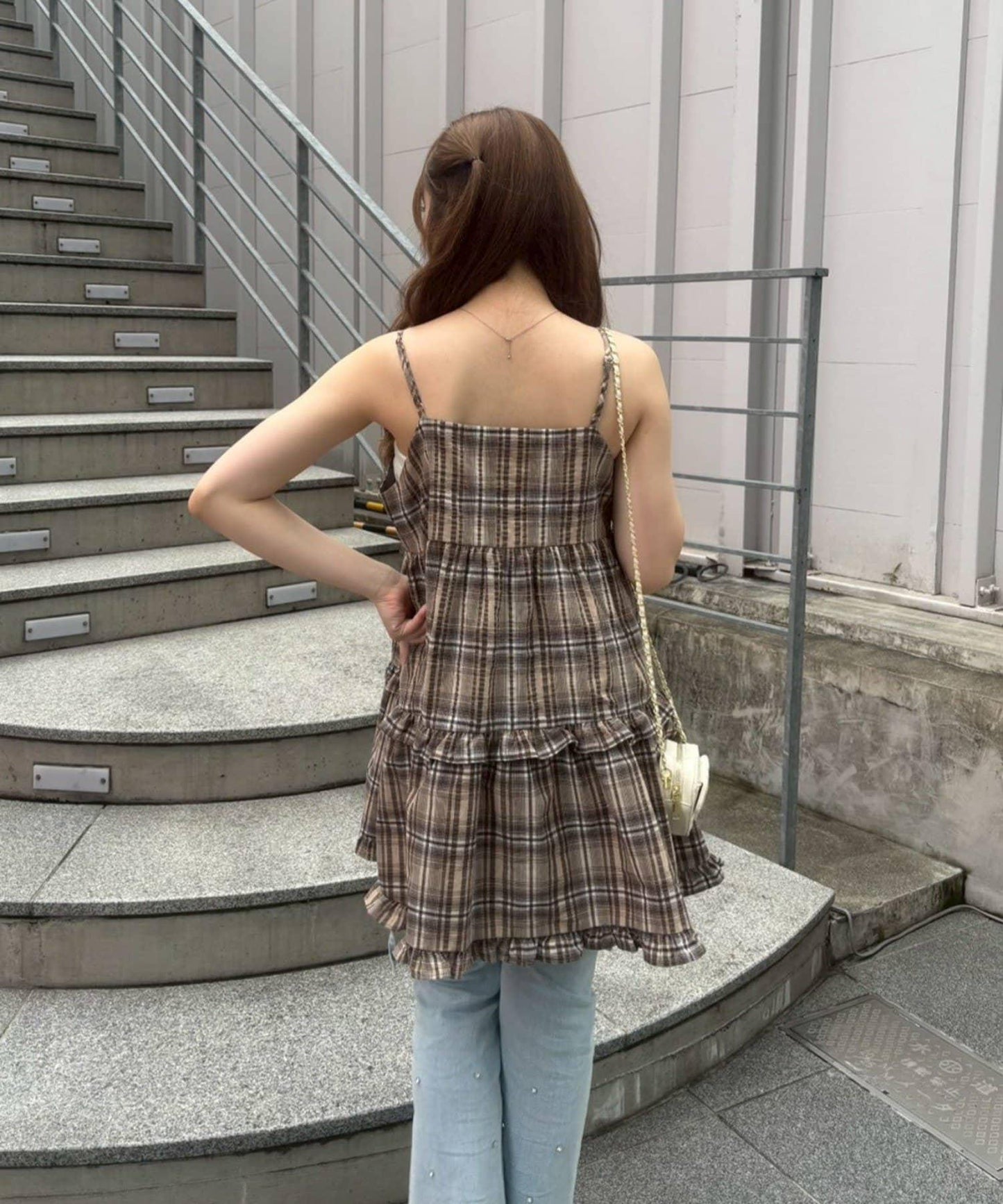 OUTLET限定/ANOTHER BRA 吊帶分層下襬連衣裙