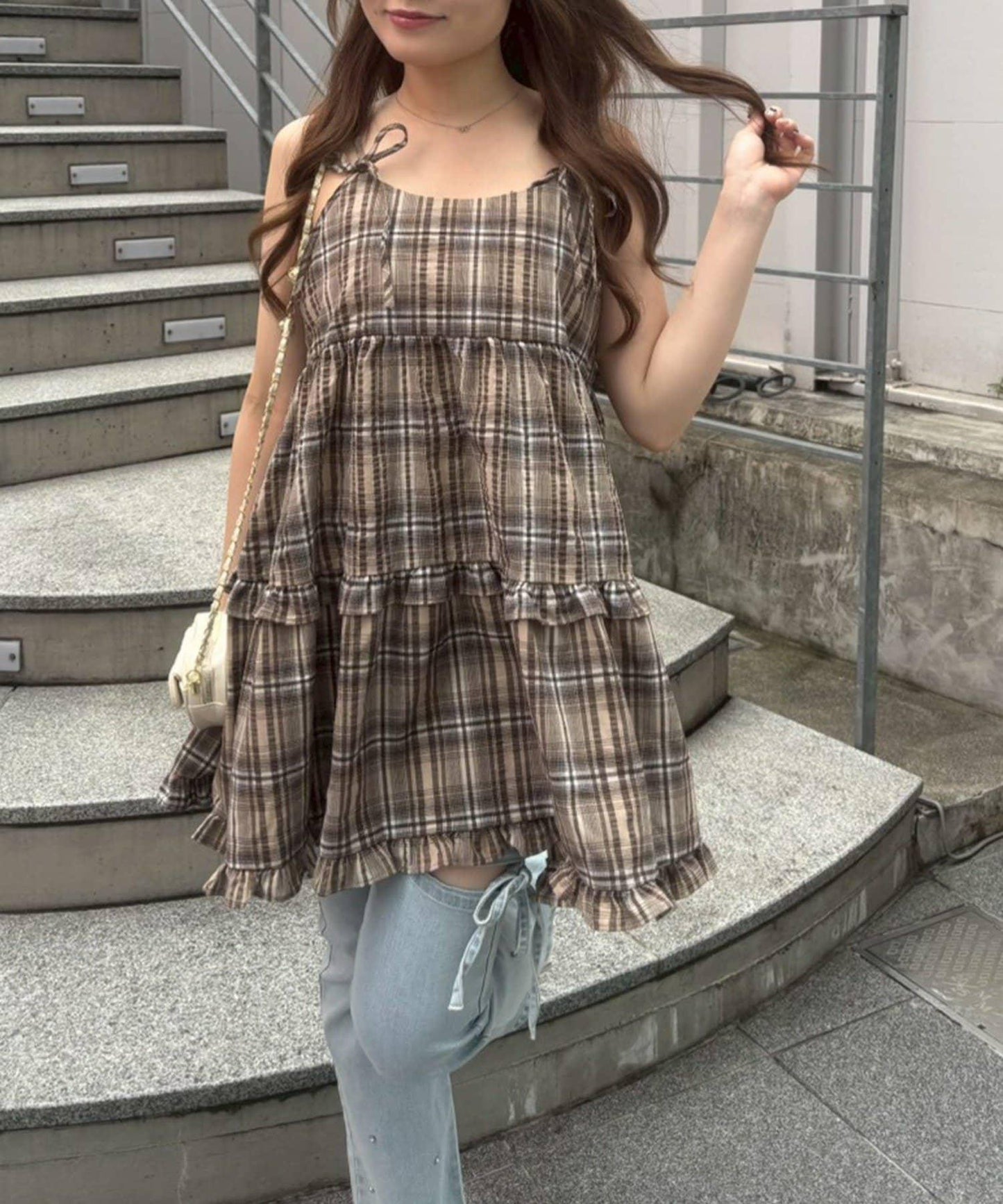 OUTLET限定/ANOTHER BRA 吊帶分層下襬連衣裙