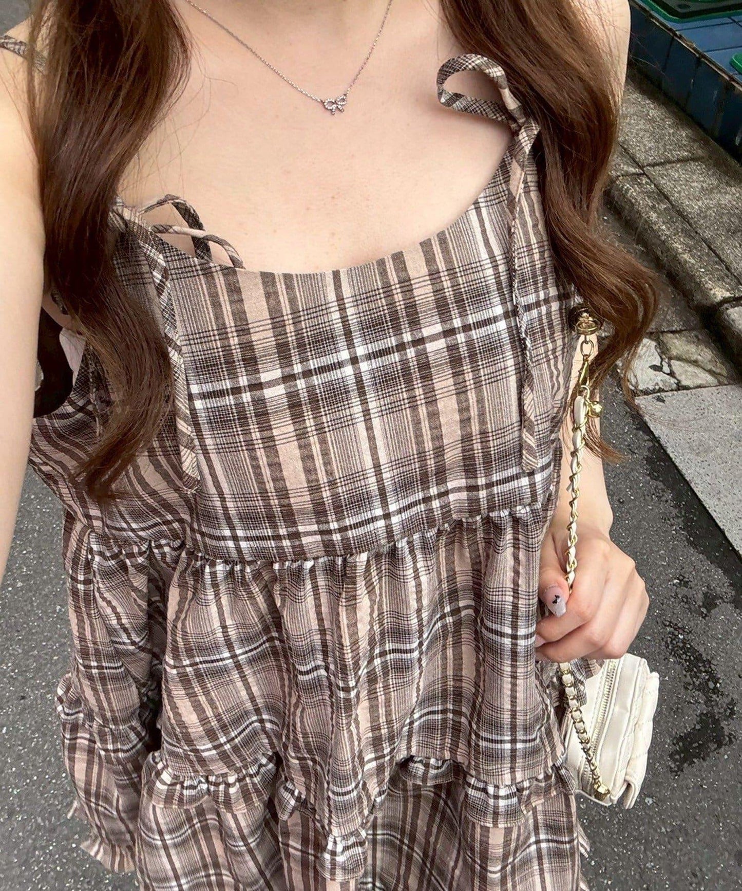 OUTLET限定/ANOTHER BRA 吊帶分層下襬連衣裙