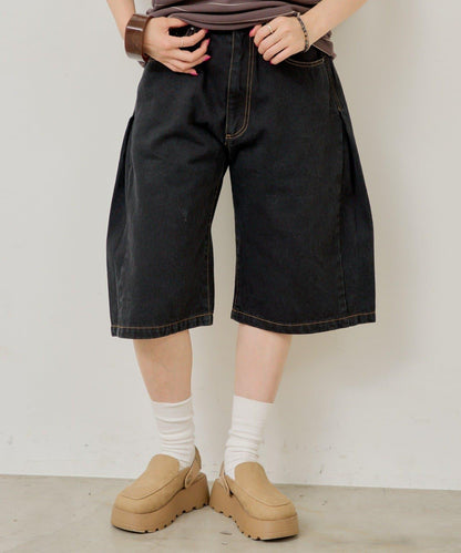 WHIMSIC SIDE TUCK DENIM SHORT PANTS